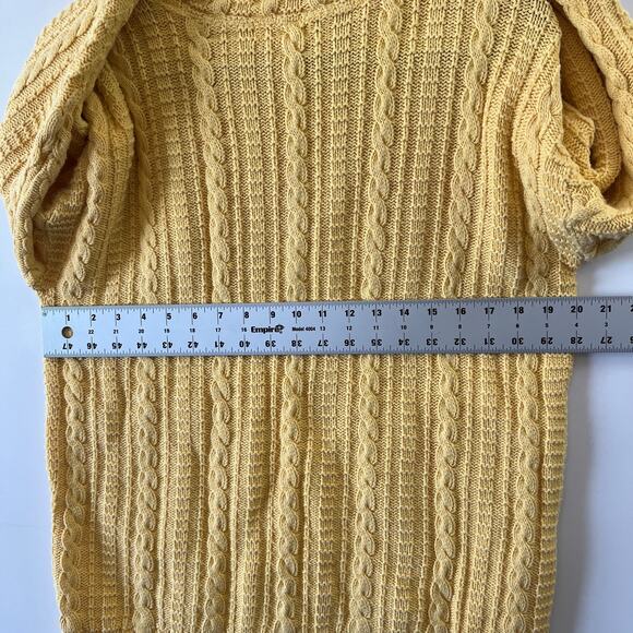 Vintage Talbots Yellow Cable Knit Mock Neck Oversized Sweater Womens Large - Picture 10 of 11